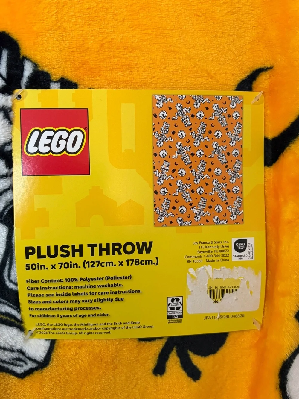 Lego Yellow Skeleton Throw Blanket